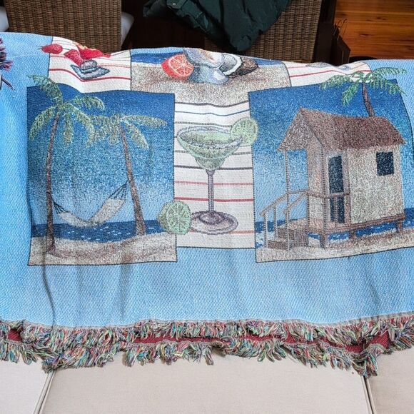 Tropical Beach Scene Tapestry Throw Blanket Coastal - Picture 10 of 10